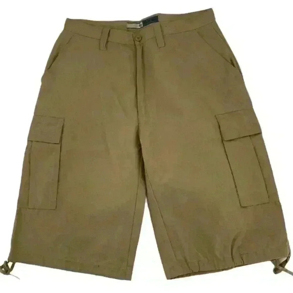 Regal Wear Khaki Tan Cargo Shorts Flat Front Side Pockets Size 38 - Picture 3 of 6